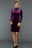 Короткое Велюровое Вечернее Платье Пурпурный DS426