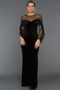 Длинное Велюровое Вечернее Платье Черный AR36992