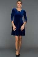 Короткое Велюровое Вечернее Платье Ярко-синий AR38097