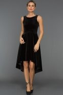Короткое Велюровое Вечернее Платье Черный AR38102