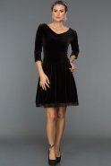 Короткое Велюровое Вечернее Платье Черный AR38107