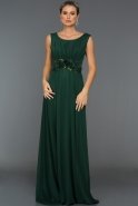 Длинное Вечернее Платье Изумрудно-зеленый ABU186