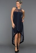 Короткое Велюровое Вечернее Платье Темно-синий ABO011