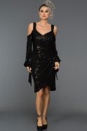 Короткое Вечернее Платье Черный F7338