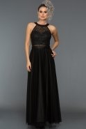 Длинное Вечернее Платье Черный ABU137