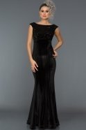 Длинное Велюровое Вечернее Платье Черный L6045
