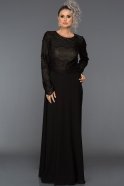 Длинное Вечернее Платье Черный ABU281