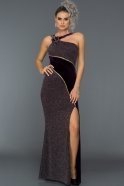 Длинное Велюровое Вечернее Платье Сливовый S4536