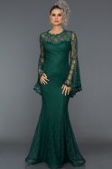 Длинное Свободное Вечернее Платье Изумрудно-зеленый LB6040