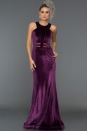 Длинное Велюровое Вечернее Платье Пурпурный ABU489