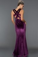Длинное Велюровое Вечернее Платье Пурпурный ABU490