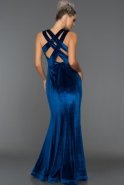 Длинное Велюровое Вечернее Платье Ярко-синий ABU490
