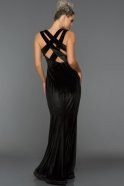 Длинное Велюровое Вечернее Платье Черный ABU490