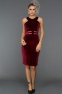 Короткое Велюровое Вечернее Платье Бордовый ABK241
