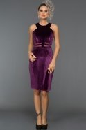 Короткое Велюровое Вечернее Платье Пурпурный ABK241