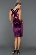 Короткое Велюровое Вечернее Платье Пурпурный L8026