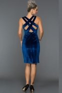 Короткое Велюровое Вечернее Платье Ярко-синий L8026