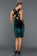 Короткое Велюровое Вечернее Платье Изумрудно-зеленый L8026