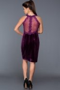 Короткое Велюровое Вечернее Платье Пурпурный GG5553
