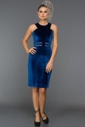 Короткое Велюровое Вечернее Платье Ярко-синий ABK241