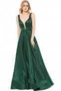Длинное Вечернее Платье Изумрудно-зеленый ABU145