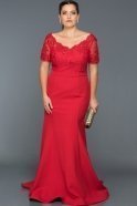 Длинное Платье Большого Размера красный ABU037