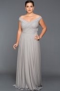 Длинное Свободное Вечернее Платье Серый ABU354