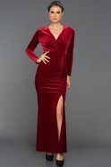Длинное Велюровое Вечернее Платье красный AR37009