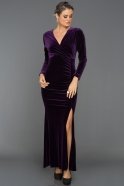 Длинное Велюровое Вечернее Платье Пурпурный AR37009