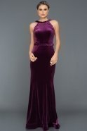Длинное Велюровое Вечернее Платье Пурпурный C7392
