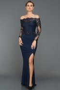 Длинное Вечернее Платье Темно-синий CR6052