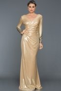Длинное Вечернее Платье Золотой F7329