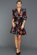 Короткое Велюровое Вечернее Платье В цветочек ABK247