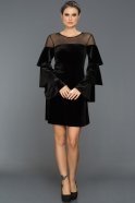 Короткое Велюровое Вечернее Платье Черный DS434