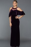 Длинное Велюровое Вечернее Платье Пурпурный AR38149