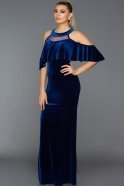 Длинное Велюровое Вечернее Платье Ярко-синий AR38149