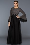 Длинное Вечернее Платье Черный-Серебряный AR38155