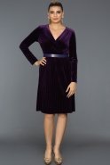 Короткое Велюровое Вечернее Платье Пурпурный AR39020