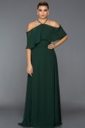 Длинное Вечернее Платье Изумрудно-зеленый ABU002