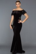 Длинное Велюровое Вечернее Платье Черный F311