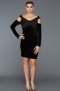 Короткое Велюровое Вечернее Платье Черный ABK246