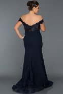 Длинное Свободное Вечернее Платье Темно-синий ABU013
