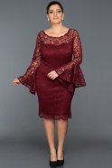 Короткое Платье Большого Размера Бордовый ABK022