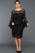 Короткое Платье Большого Размера Черный ABK022