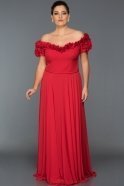Длинное Платье Большого Размера красный ABU074
