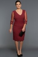 Короткое Свободное Вечернее Платье Бордовый ABK223