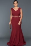 Длинное Платье Большого Размера Бордовый AN6047
