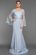 Длинное Помолвочное Платье Светло-синий ABU1359