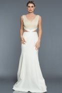 Длинное Вечернее Платье Белый-Золотой C7358