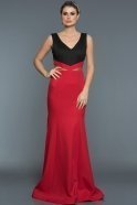 Длинное Вечернее Платье Черный-Красный C7358